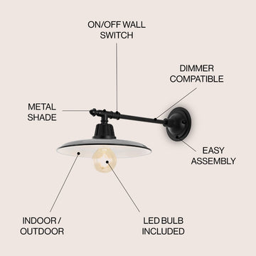 Bonner 12" Farmhouse Industrial Indoor/Outdoor Iron LED Victorian Arm Outdoor Sconce